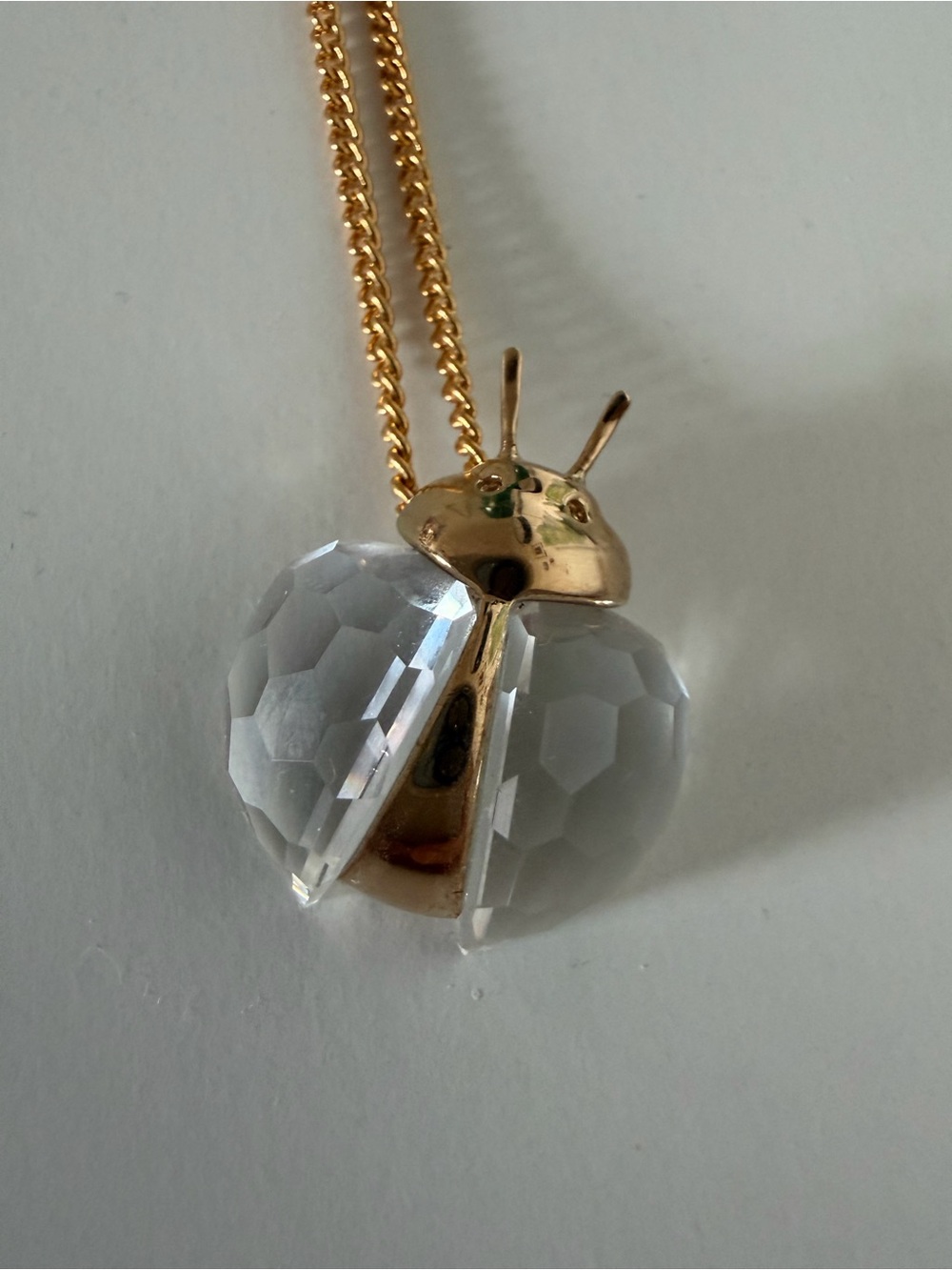 Swarovski Crystal Memories Ladybug Pendant Necklace Gold Plated